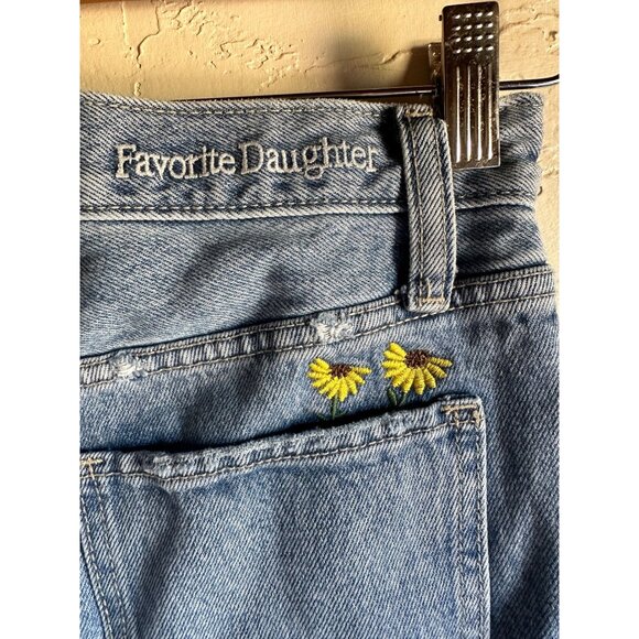 Favorite Daughter The Tommy Mid-Rise Light Wash Embroidered Denim Jeans Women's - Picture 6 of 10